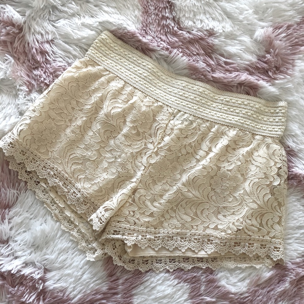 Off White Lace Shorts